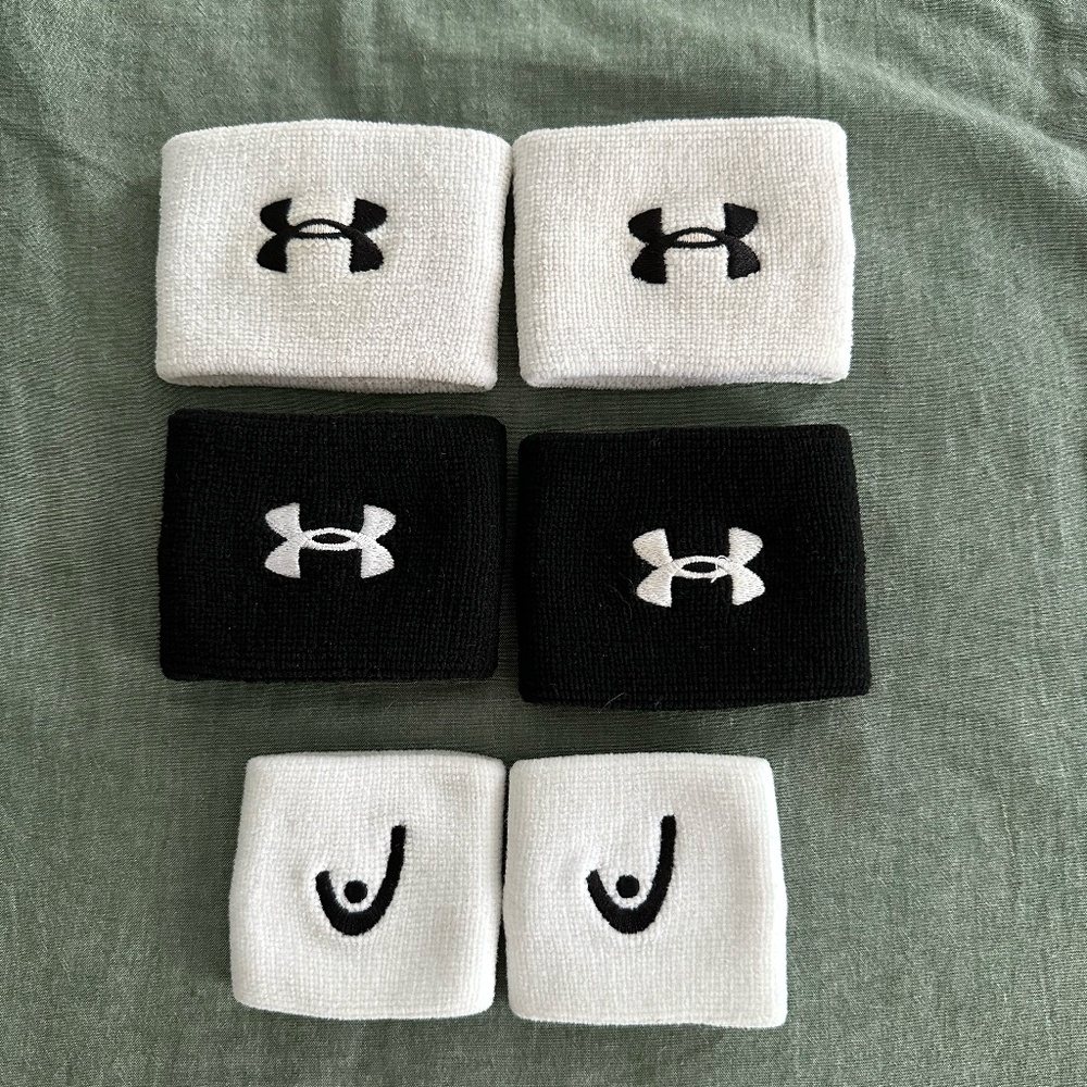 Under Armour (2 sets) and Head (1 set) Wrist Bands